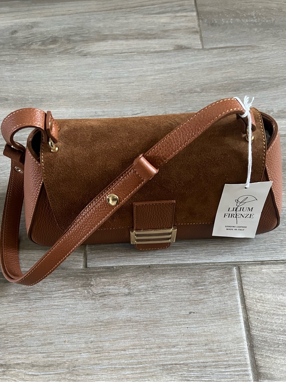 Lilium Firenze Genuine Leather Brown Suede Shoulder bag - Picture 6 of 17